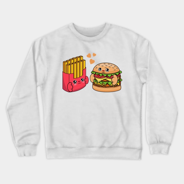 All i need is burger and fries, Kawaii burger and fries cartoon. Crewneck Sweatshirt by JS ARTE